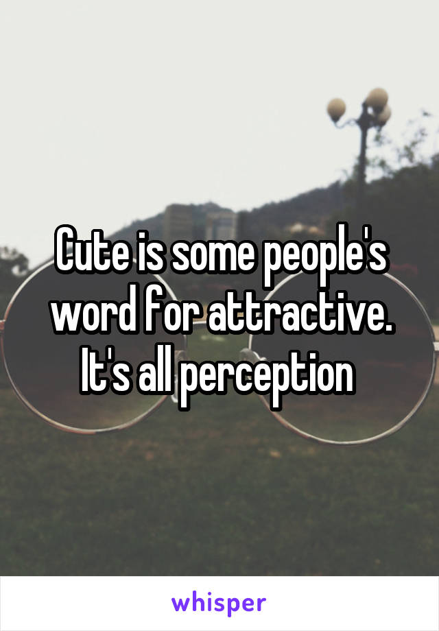 Cute is some people's word for attractive. It's all perception 