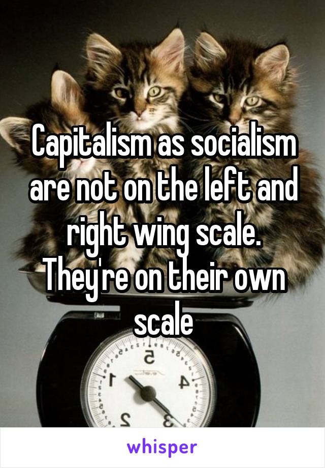 Capitalism as socialism are not on the left and right wing scale. They're on their own scale