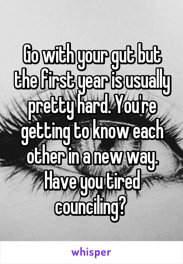 Go with your gut but the first year is usually pretty hard. You're getting to know each other in a new way. Have you tired counciling? 