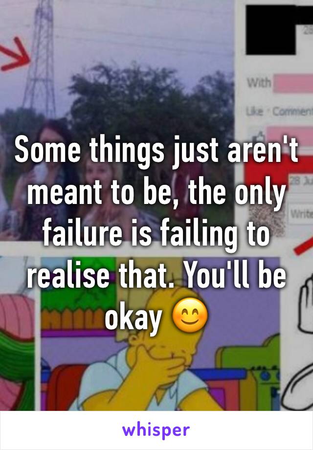 Some things just aren't meant to be, the only failure is failing to realise that. You'll be okay 😊
