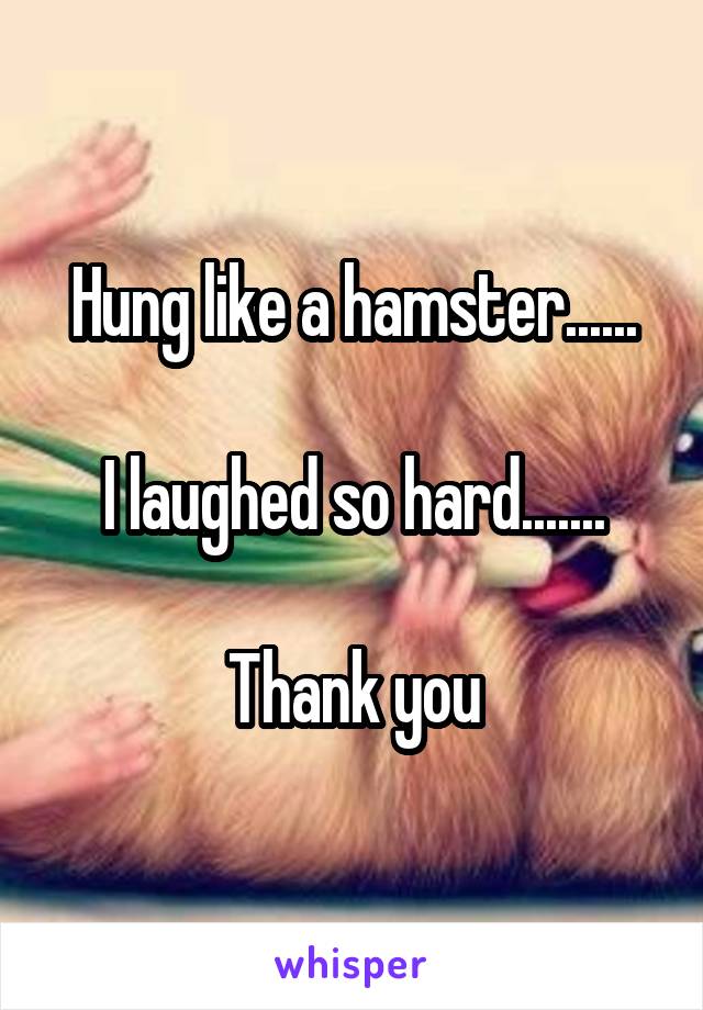 Hung like a hamster......

I laughed so hard.......

Thank you