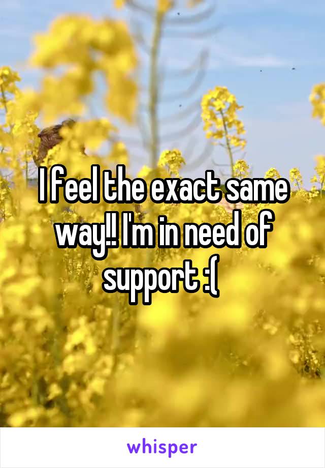 I feel the exact same way!! I'm in need of support :( 