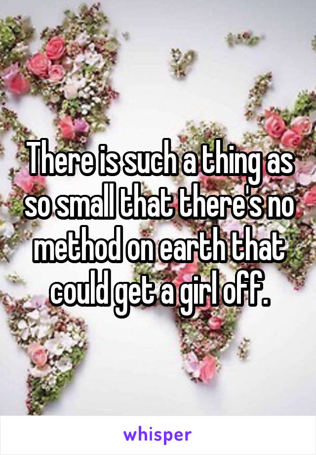 There is such a thing as so small that there's no method on earth that could get a girl off.