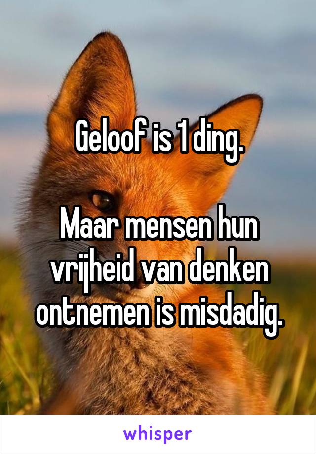 Geloof is 1 ding.

Maar mensen hun vrijheid van denken ontnemen is misdadig.