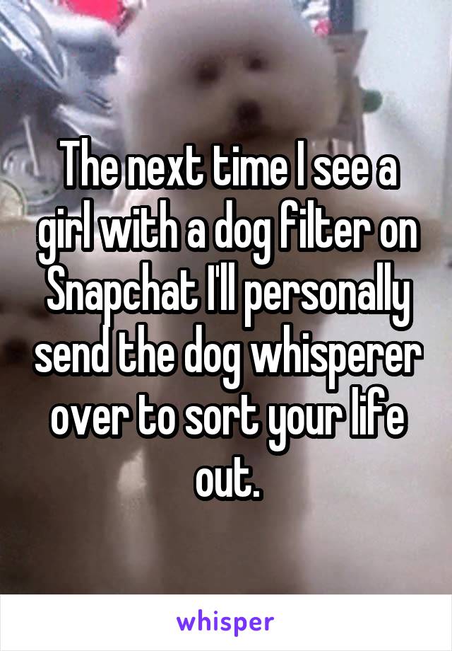 The next time I see a girl with a dog filter on Snapchat I'll personally send the dog whisperer over to sort your life out.