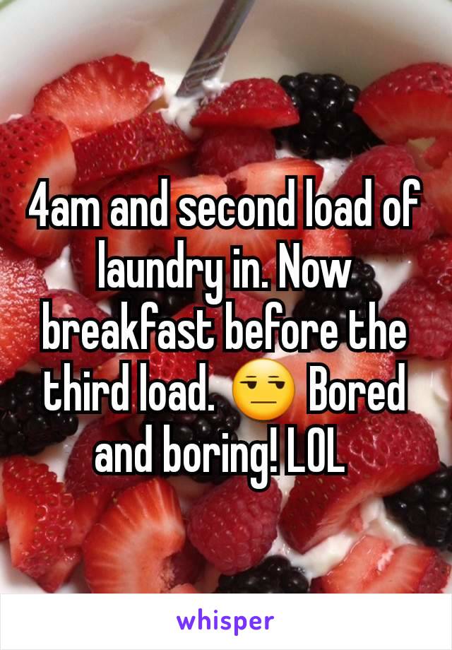 4am and second load of laundry in. Now breakfast before the third load. 😒 Bored and boring! LOL 