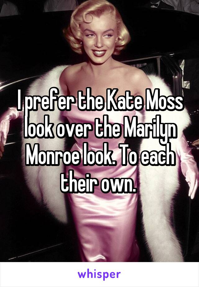 I prefer the Kate Moss look over the Marilyn Monroe look. To each their own. 
