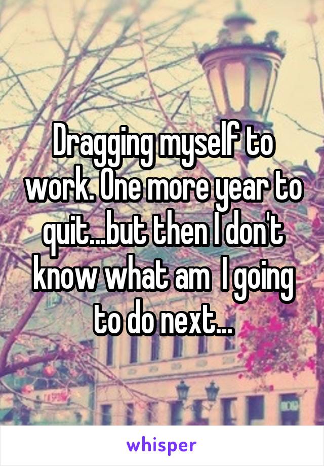 Dragging myself to work. One more year to quit...but then I don't know what am  I going to do next...