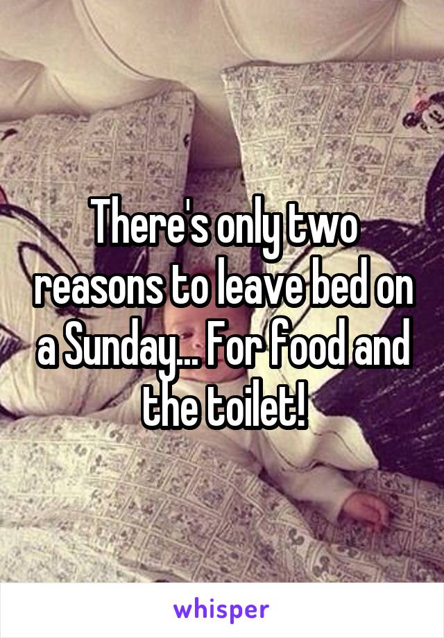 There's only two reasons to leave bed on a Sunday... For food and the toilet!