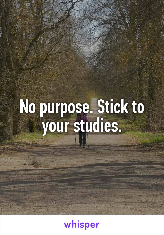 No purpose. Stick to your studies.