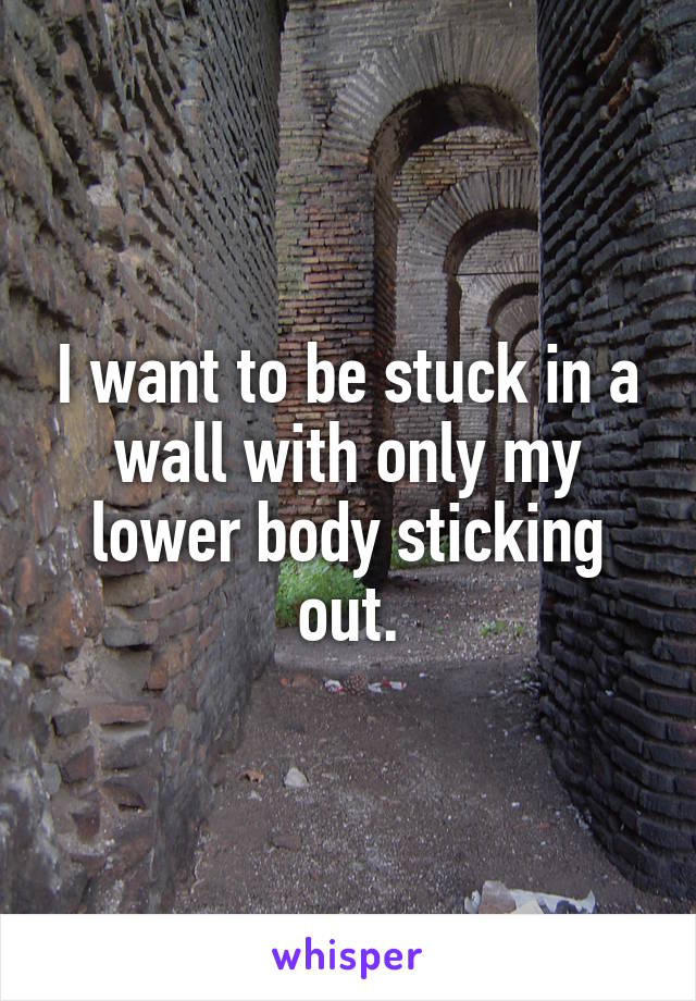 I want to be stuck in a wall with only my lower body sticking out.