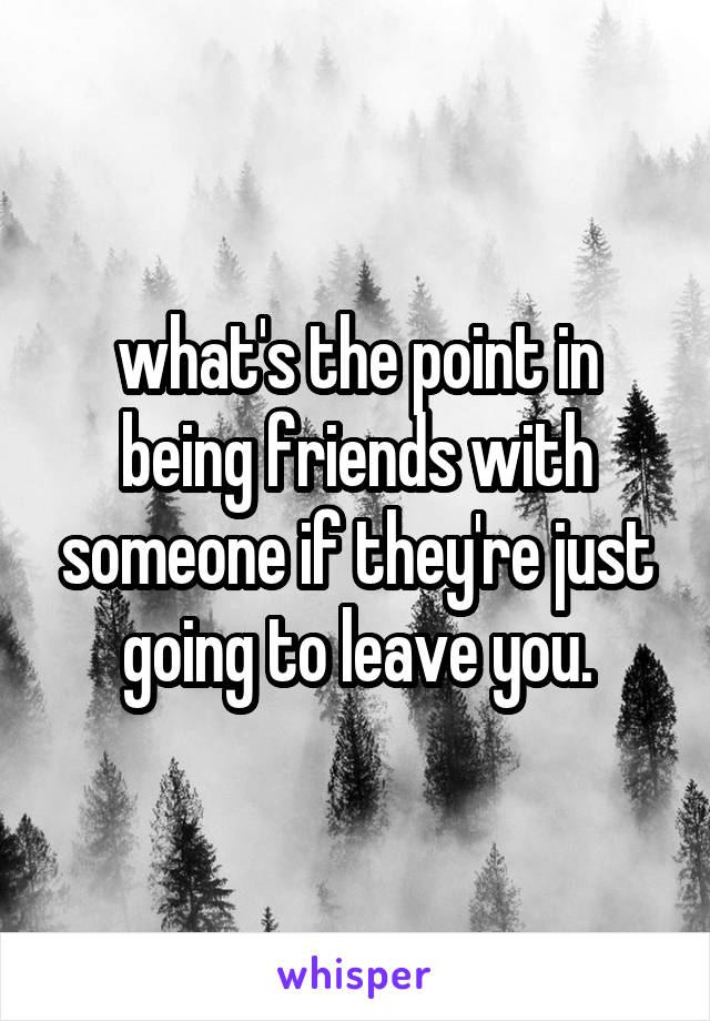 what's the point in being friends with someone if they're just going to leave you.