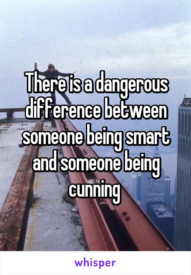 There is a dangerous difference between someone being smart and someone being cunning 