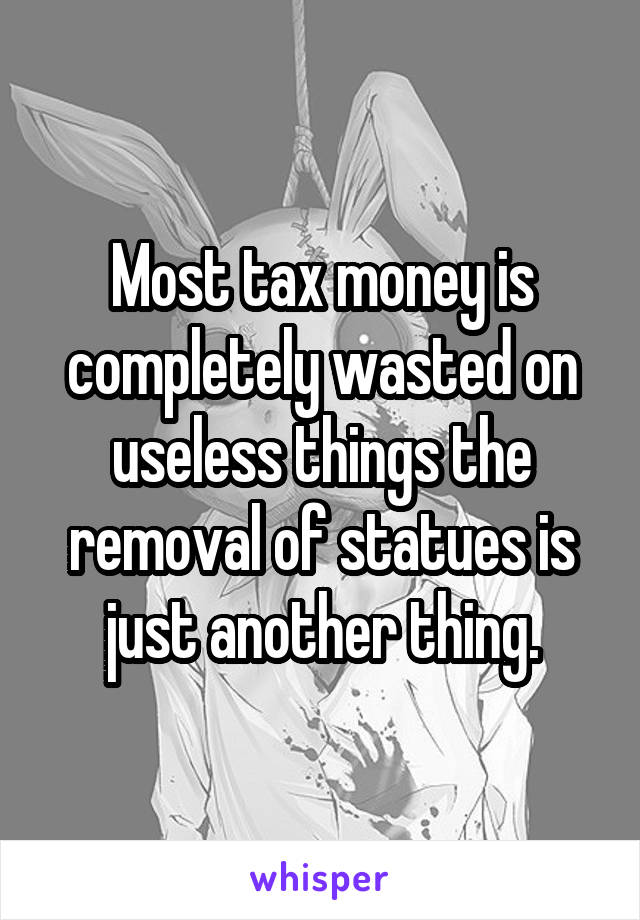 Most tax money is completely wasted on useless things the removal of statues is just another thing.