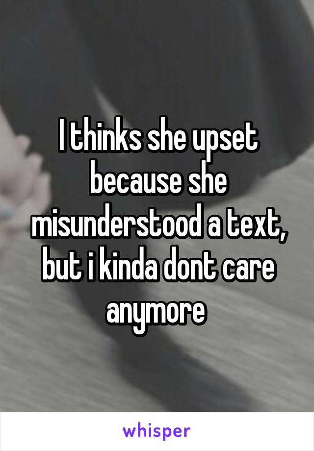 I thinks she upset because she misunderstood a text, but i kinda dont care anymore 