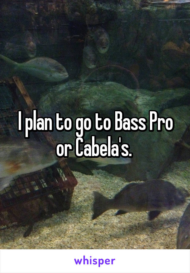 I plan to go to Bass Pro or Cabela's. 