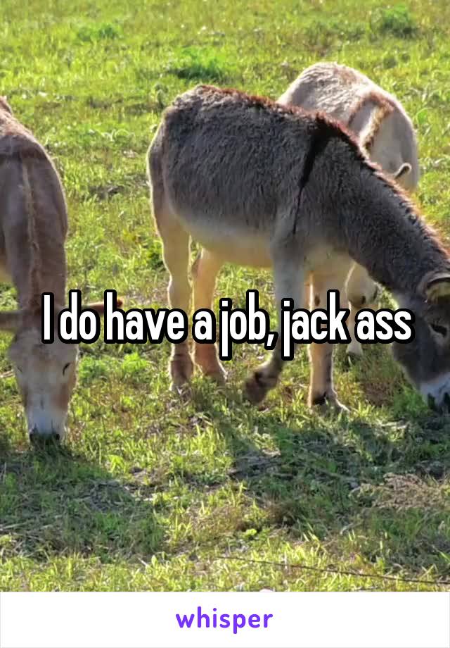 I do have a job, jack ass