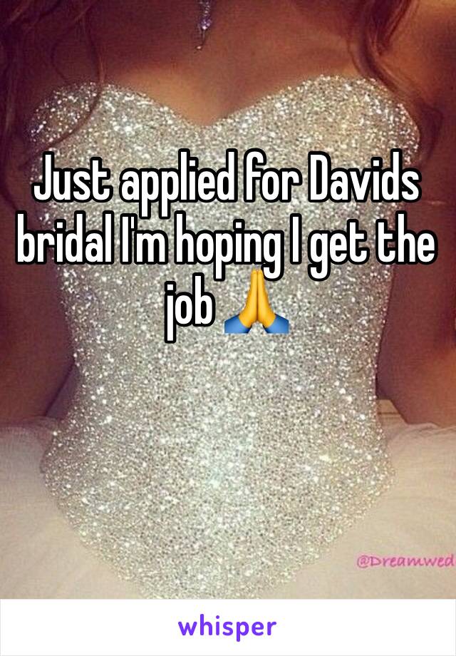Just applied for Davids bridal I'm hoping I get the job 🙏