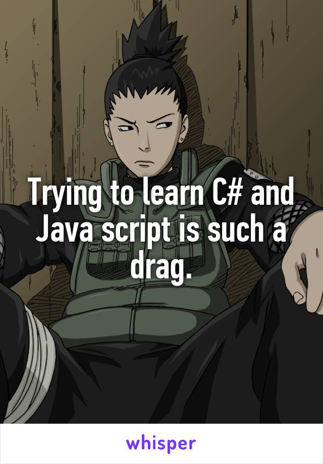 Trying to learn C# and Java script is such a drag.