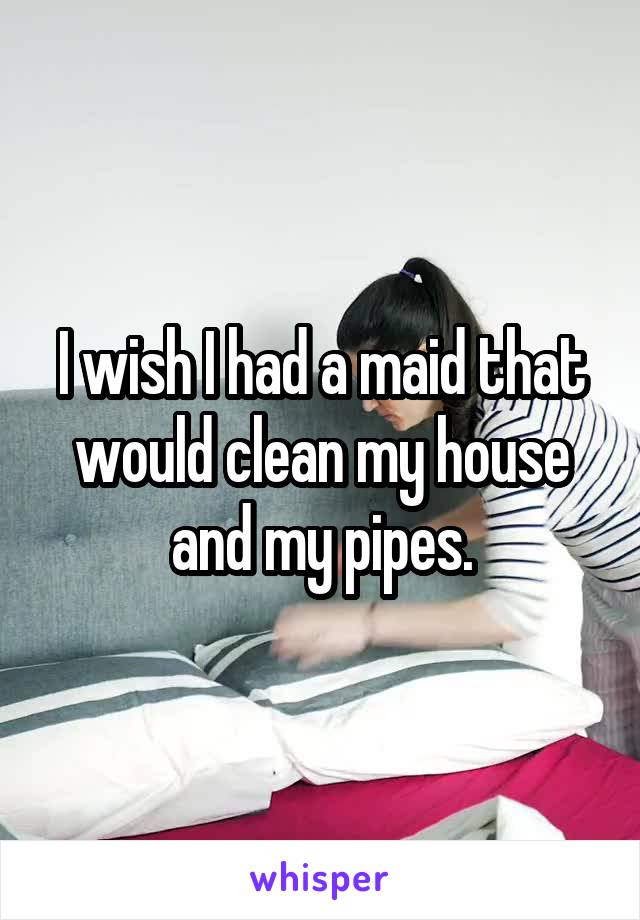 I wish I had a maid that would clean my house and my pipes.