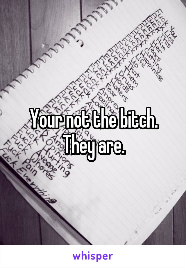 Your not the bitch. They are.