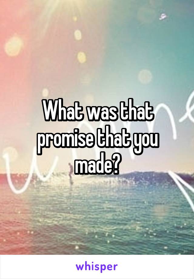 What was that promise that you made?