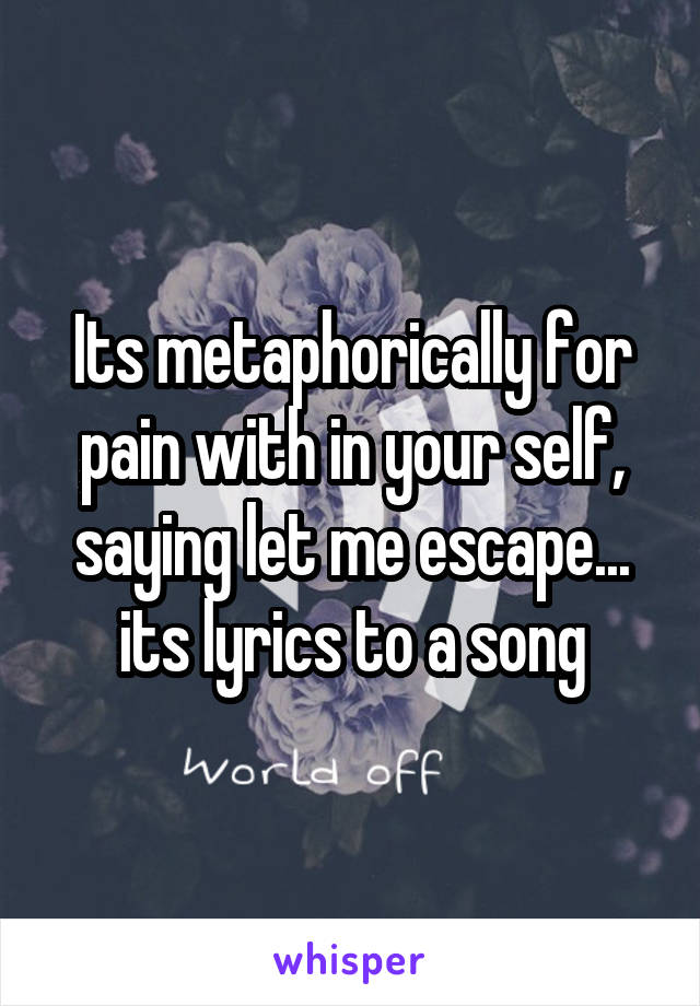 Its metaphorically for pain with in your self, saying let me escape... its lyrics to a song