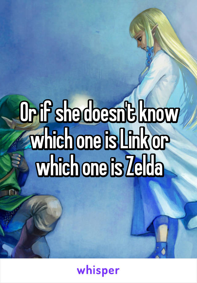 Or if she doesn't know which one is Link or which one is Zelda