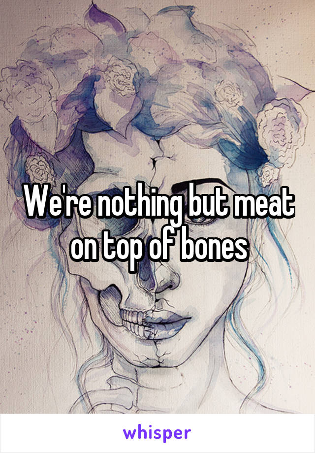 We're nothing but meat on top of bones
