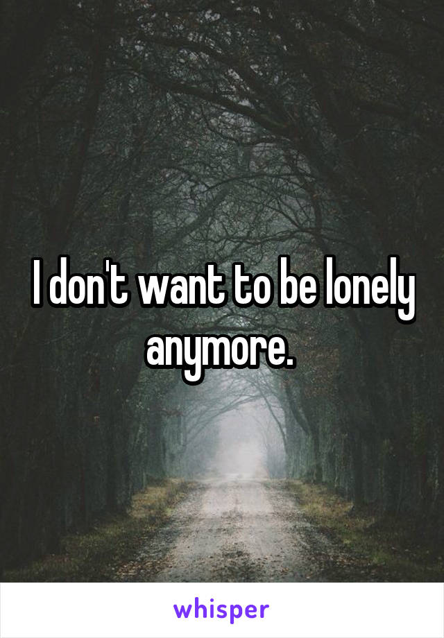 I don't want to be lonely anymore. 