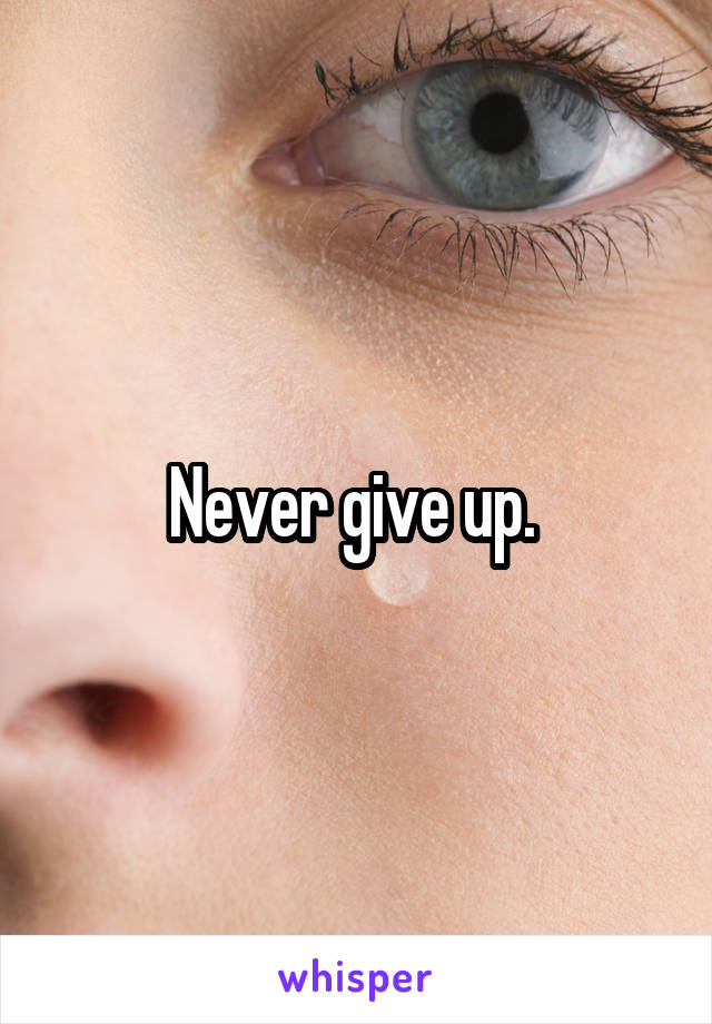 Never give up. 