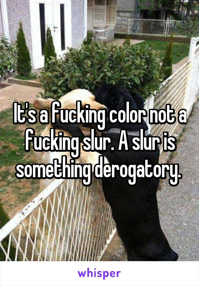 It's a fucking color not a fucking slur. A slur is something derogatory. 