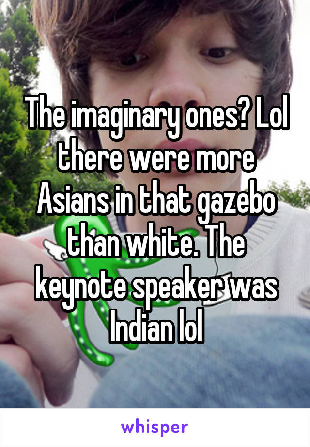 The imaginary ones? Lol there were more Asians in that gazebo than white. The keynote speaker was Indian lol