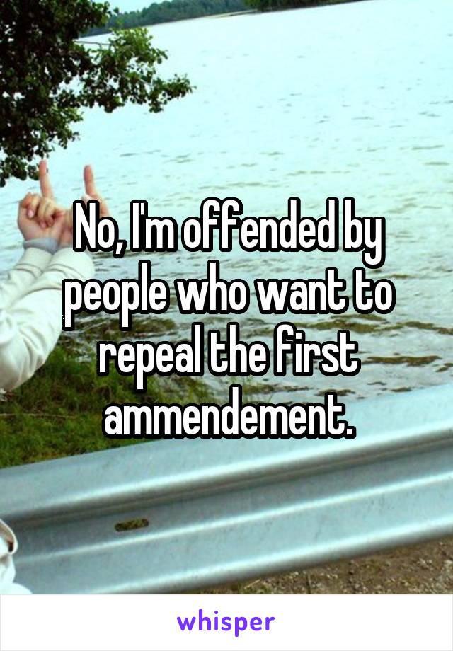 No, I'm offended by people who want to repeal the first ammendement.
