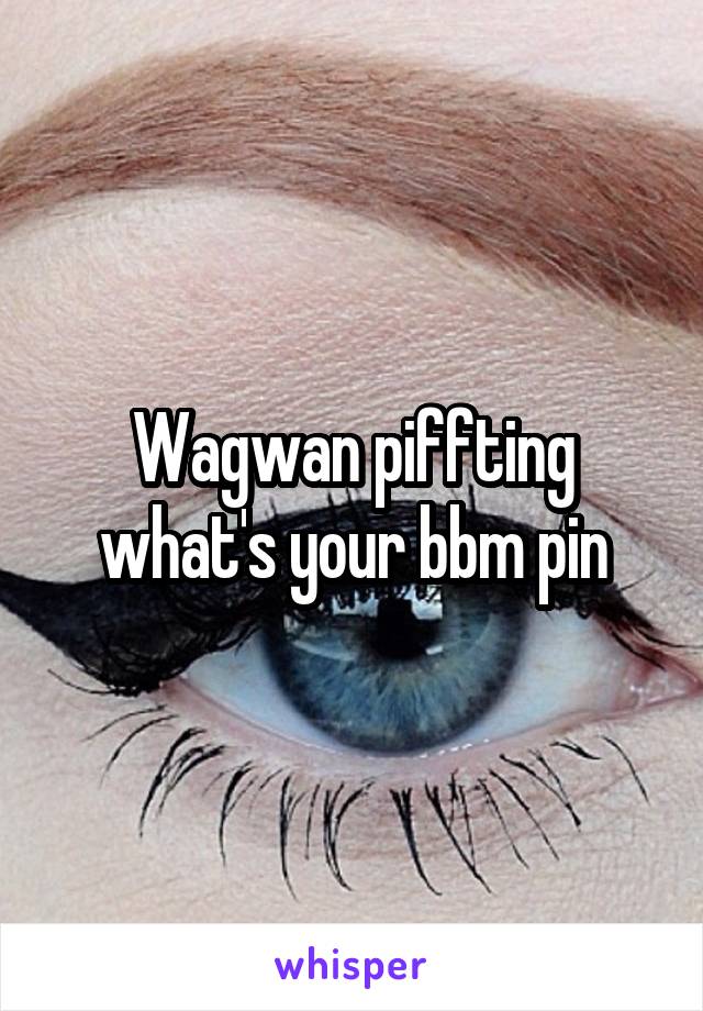 Wagwan piffting what's your bbm pin
