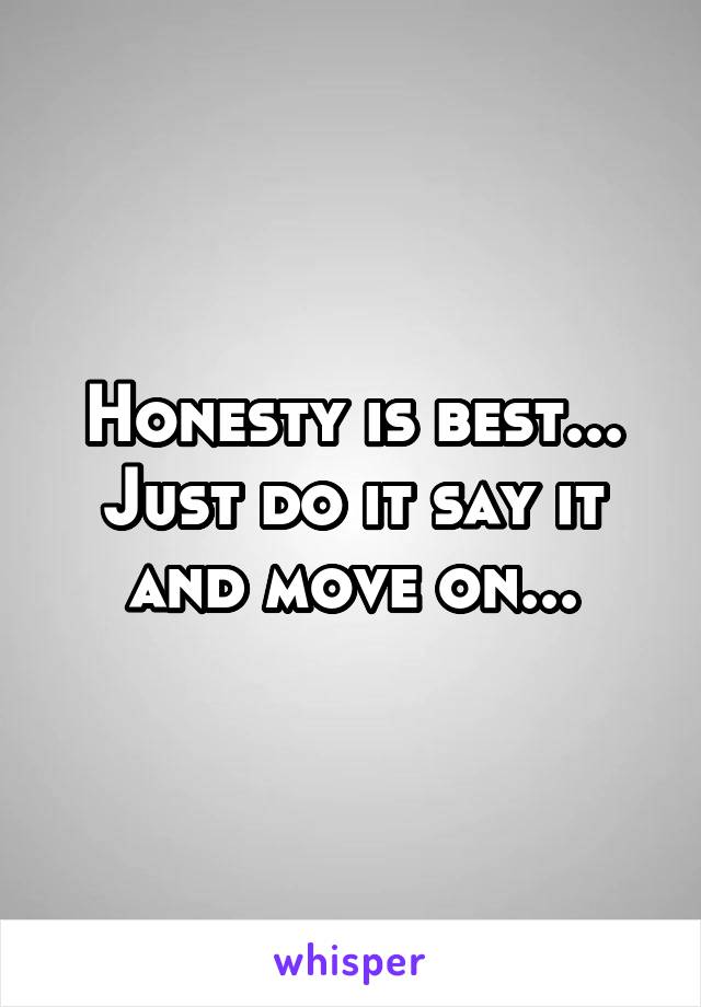Honesty is best... Just do it say it and move on...