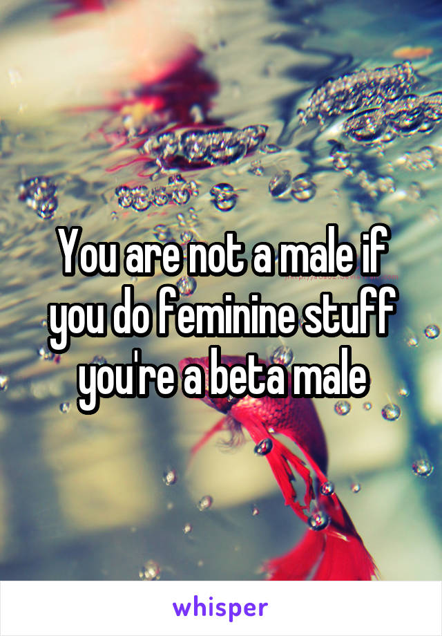 You are not a male if you do feminine stuff you're a beta male