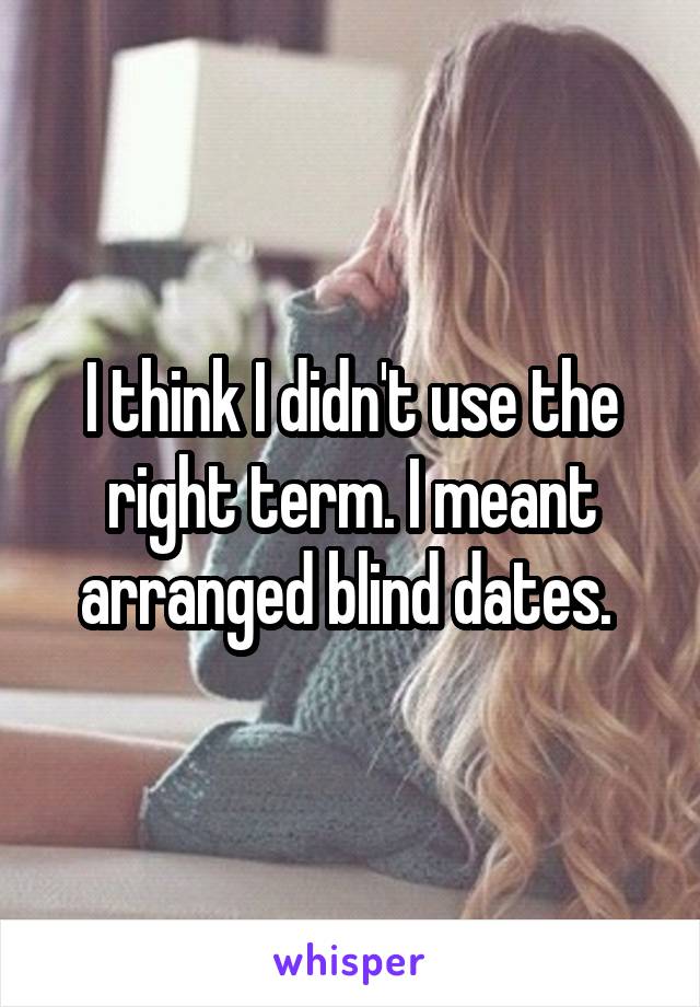 I think I didn't use the right term. I meant arranged blind dates. 