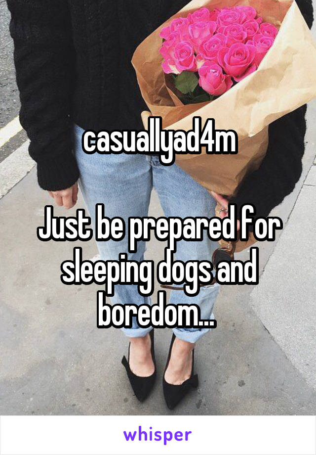 casuallyad4m

Just be prepared for sleeping dogs and boredom... 