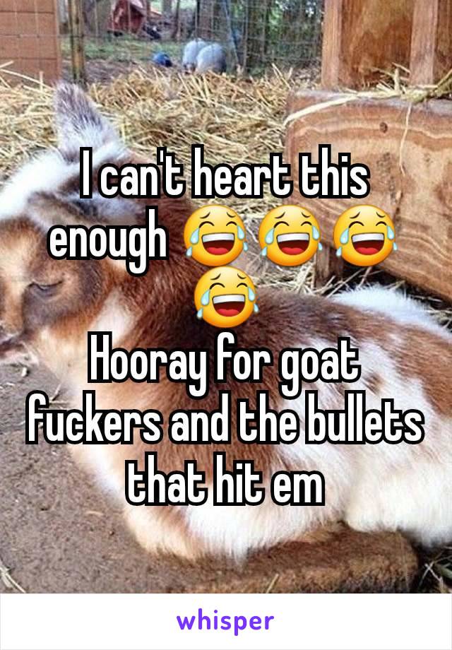 I can't heart this enough 😂😂😂😂
Hooray for goat fuckers and the bullets that hit em