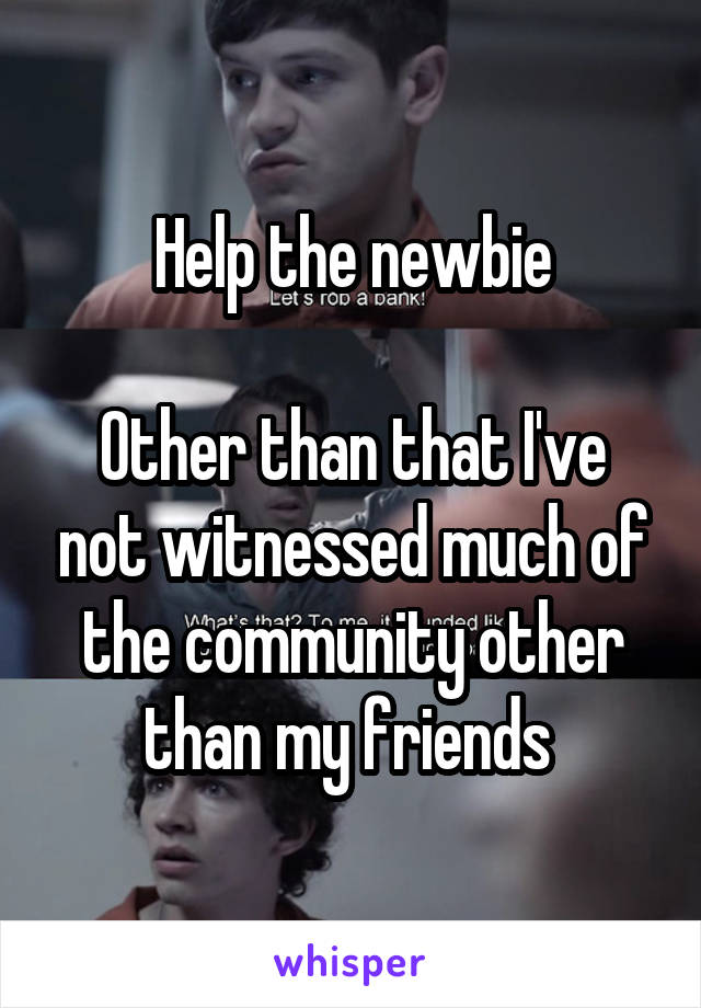 Help the newbie

Other than that I've not witnessed much of the community other than my friends 