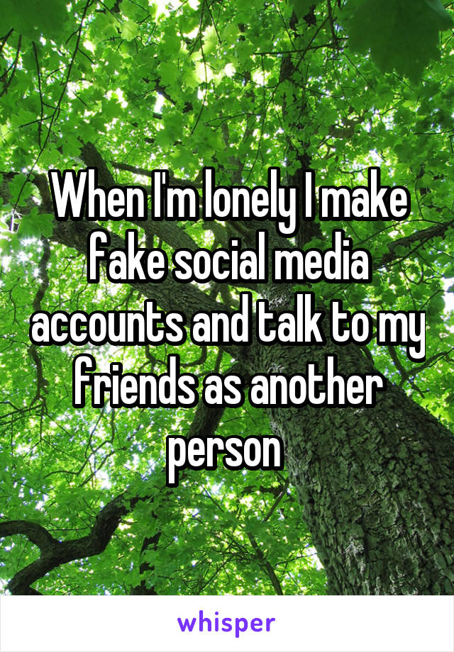When I'm lonely I make fake social media accounts and talk to my friends as another person 