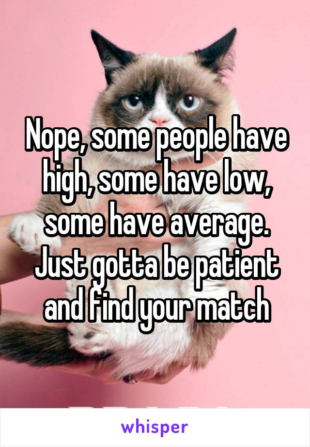 Nope, some people have high, some have low, some have average. Just gotta be patient and find your match