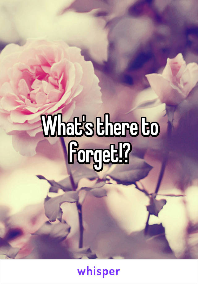 What's there to forget!?