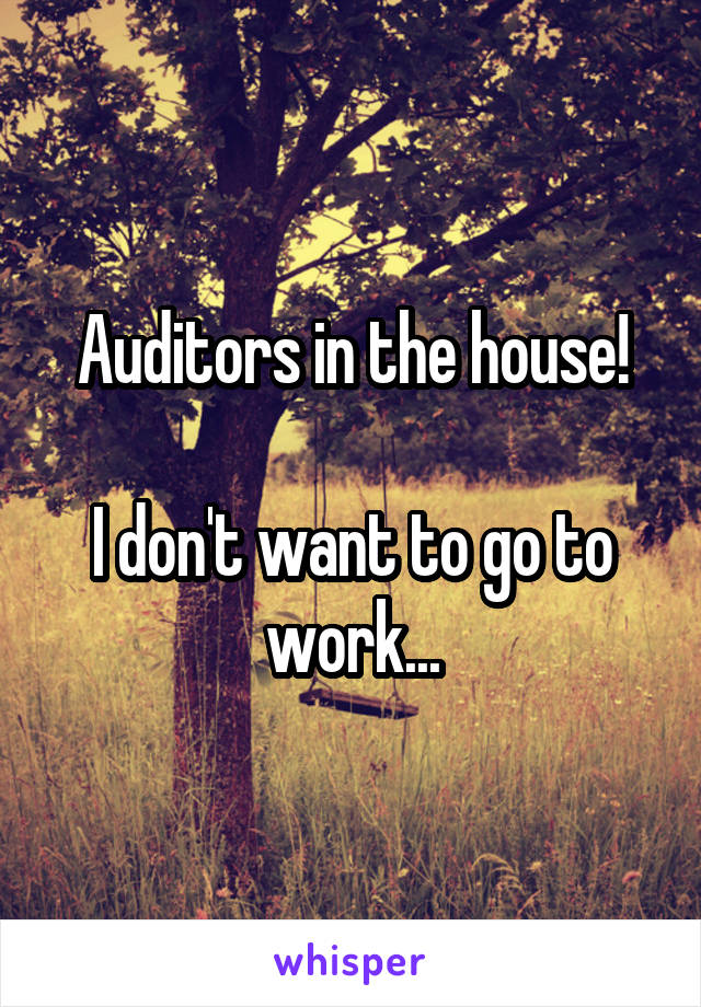 Auditors in the house!

I don't want to go to work...