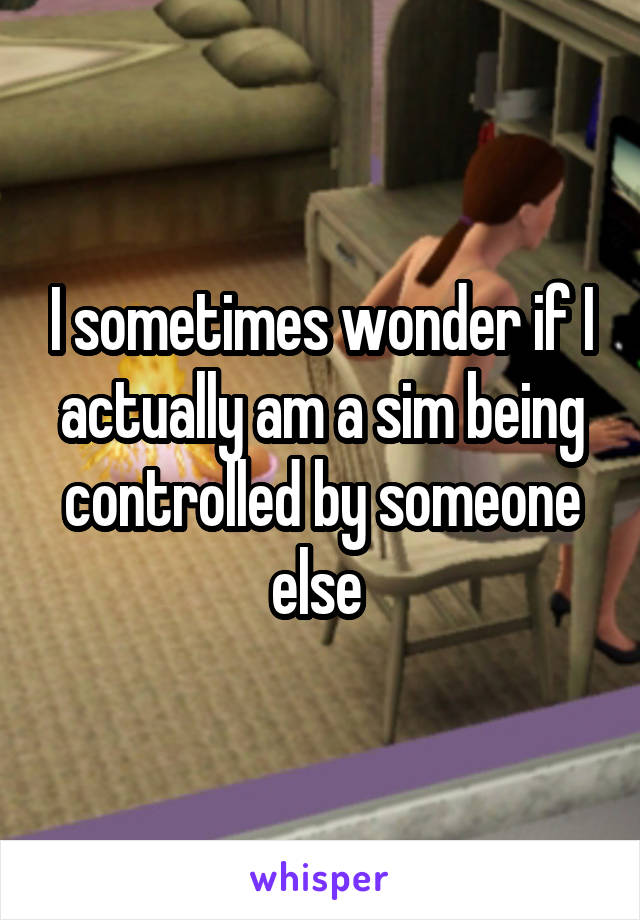 I sometimes wonder if I actually am a sim being controlled by someone else 