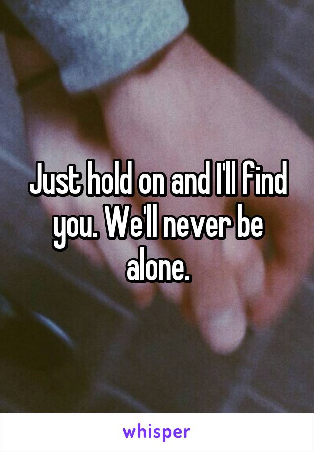 Just hold on and I'll find you. We'll never be alone.