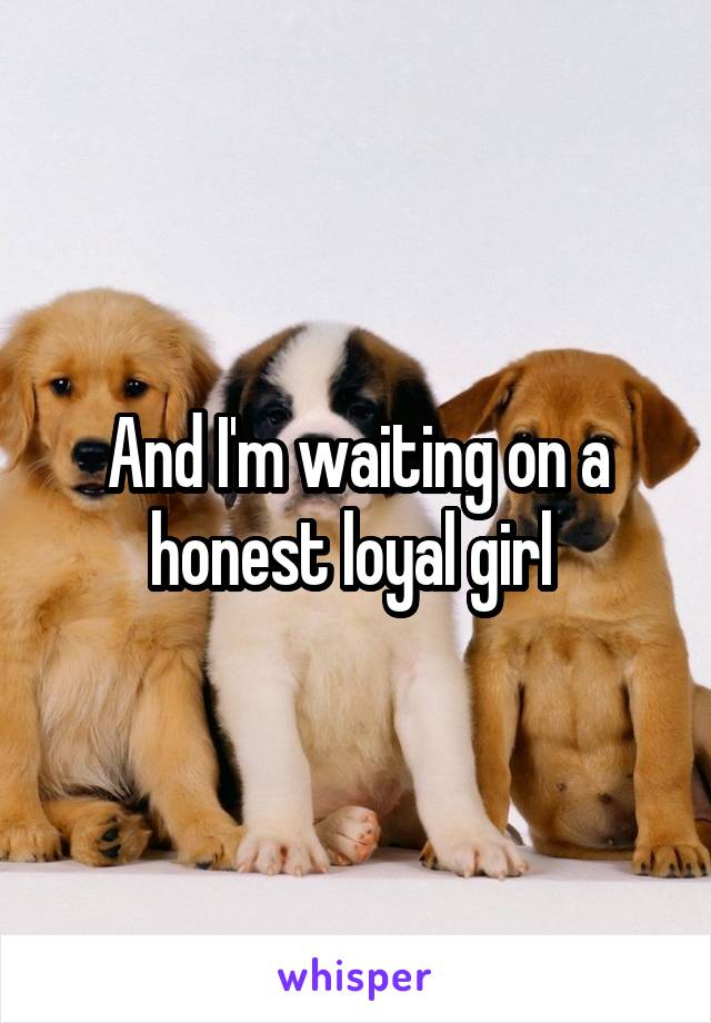 And I'm waiting on a honest loyal girl 