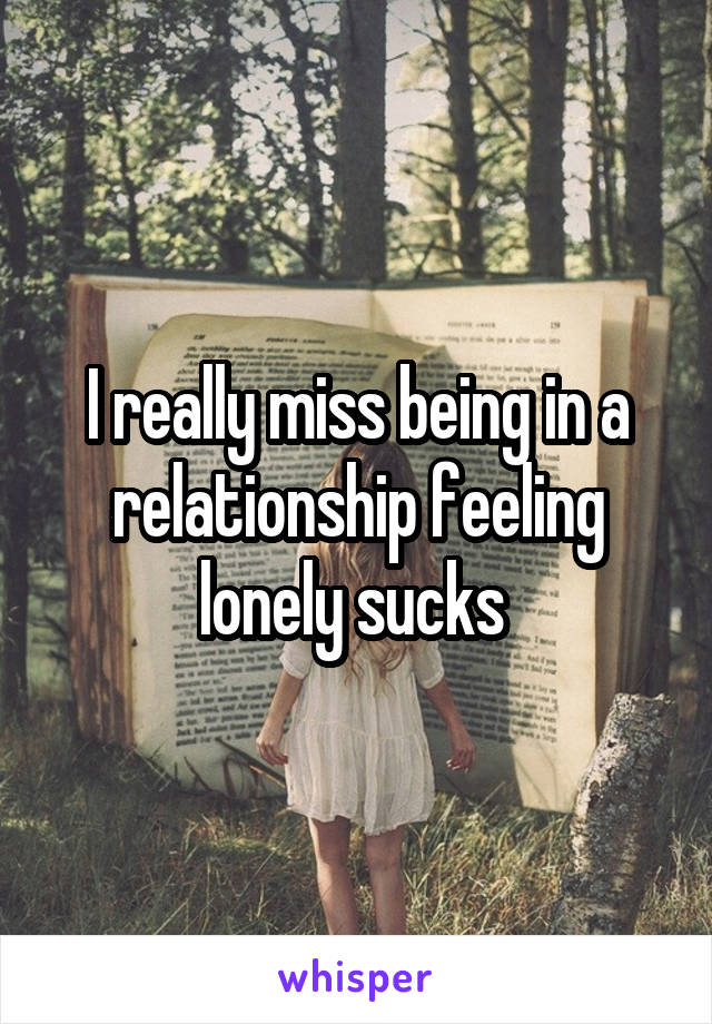 I really miss being in a relationship feeling lonely sucks 