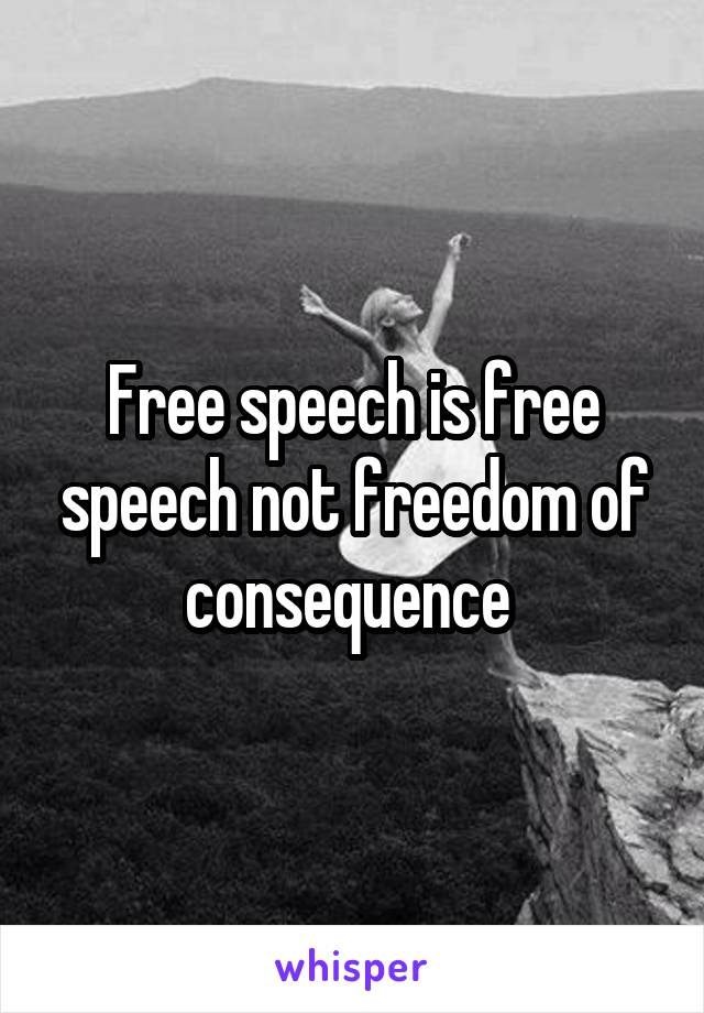 Free speech is free speech not freedom of consequence 